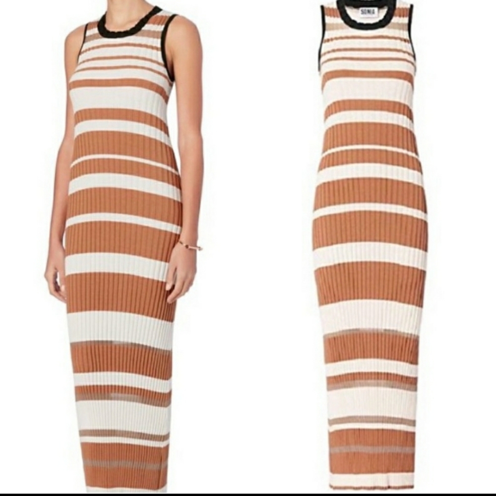 Sonia Rykiel Beige Striped Sleeveless Dress